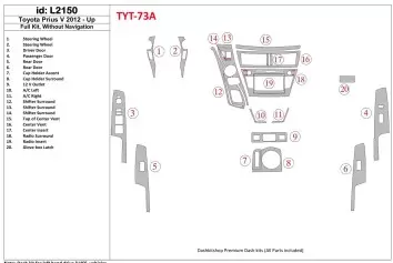 Toyota Pius V 2012-UP Full Set, Without NAVI BD Interieur Dashboard Bekleding Volhouder
