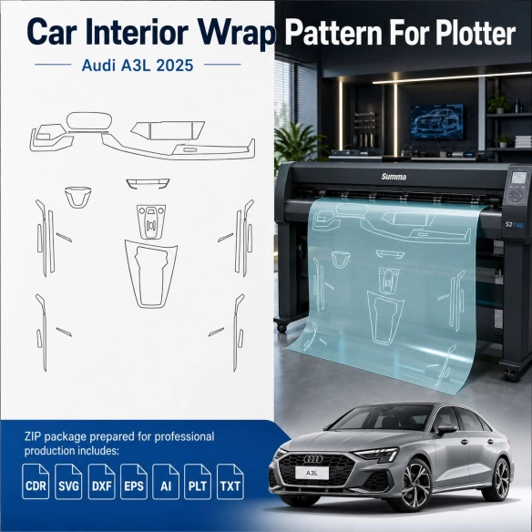 Audi A3l 2025 interieur PPF- en wrap-sjabloon