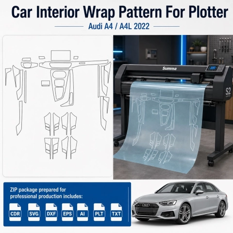 Audi A4 A4l 2022 interieur PPF- en wrap-sjabloon