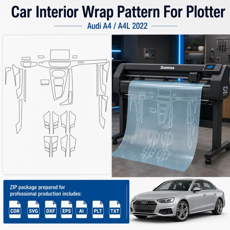 Plantilla de corte interior Audi A4 A4l 2022 para PPF y vinilo