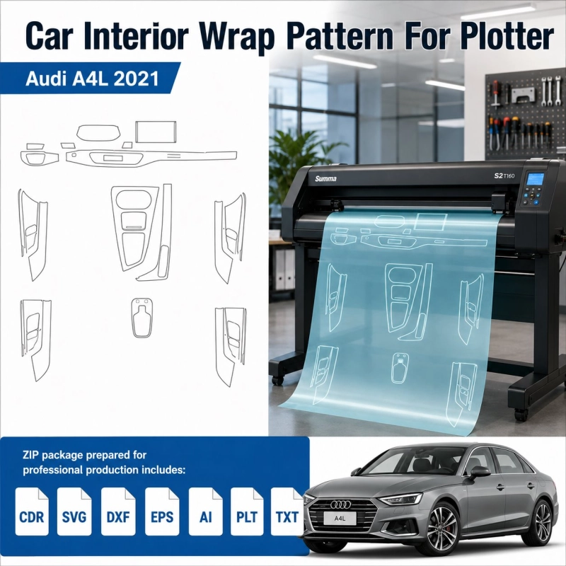 Audi A4l 2021 interieur PPF- en wrap-sjabloon