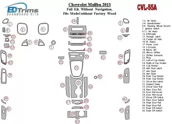 Chevrolet Malibu 2013-2013 Full Set, Without NAVI,fits compl Without Fabric wood Interior BD Dash Trim Kit