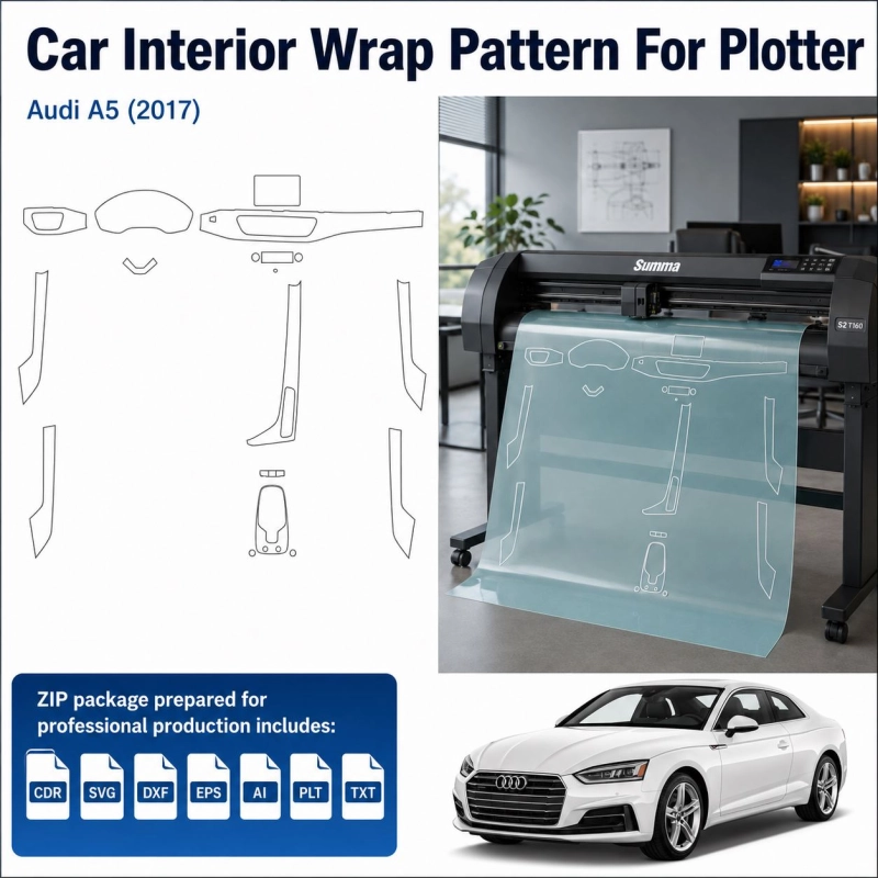 Audi A5 2017 Interior PPF & Wrap Cutting Template