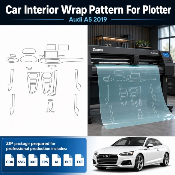 Gabarit de découpe intérieur Audi A5 2019 pour PPF et covering
