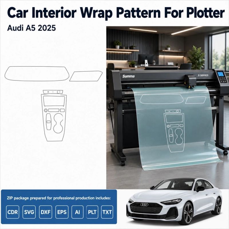 Audi A5 2025 Innenraum PPF- & Folien-Schneidevorlage