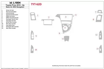 Toyota Prius 2010-UP Basic Set, With NAVI system Interior BD Dash Trim Kit