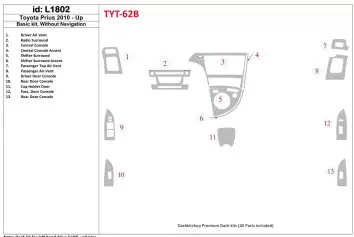 Toyota Prius 2010-UP Basic Set, Without NAVI Interior BD Dash Trim Kit