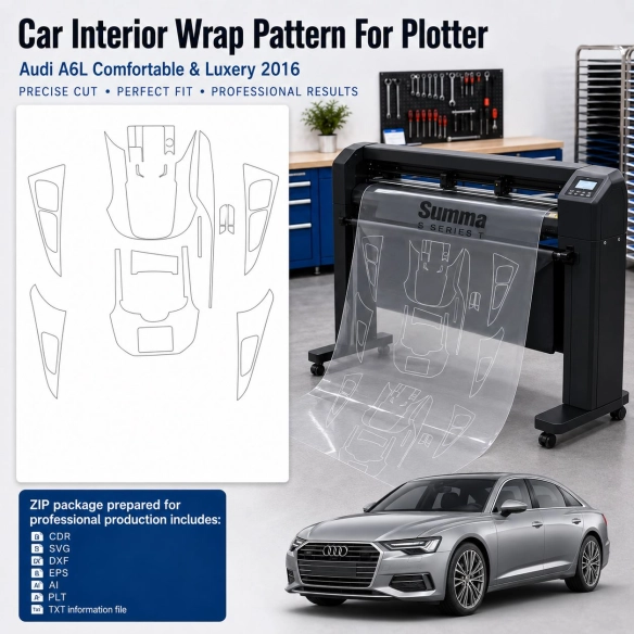 Audi A6l Comfortable Luxery 2016 Innenraum PPF- & Folien-Schneidevorlage