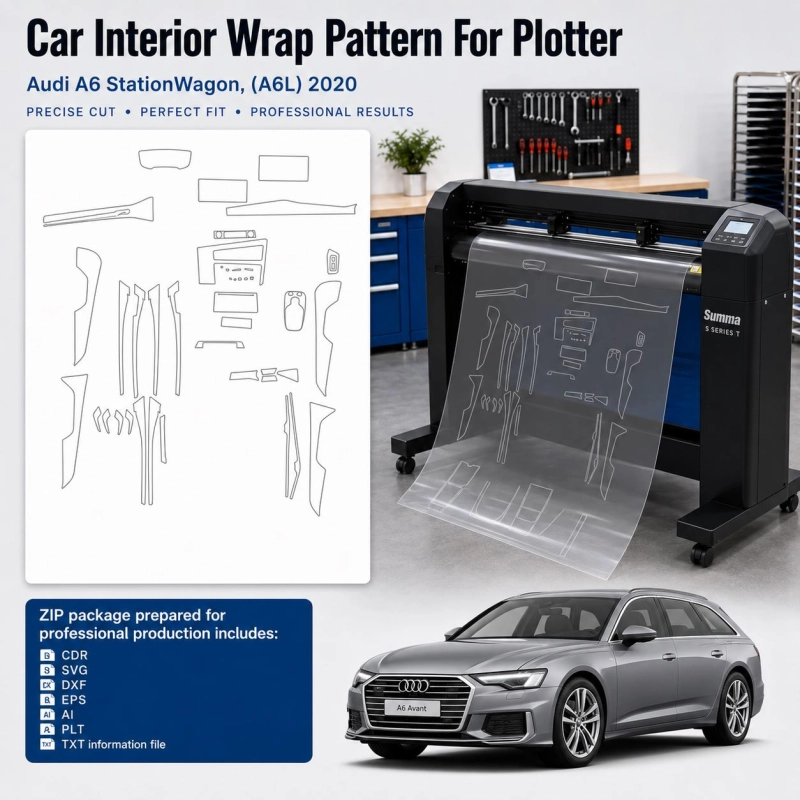 Plantilla de corte interior Audi A6 Stationwagon A6l 2020 para PPF y vinilo