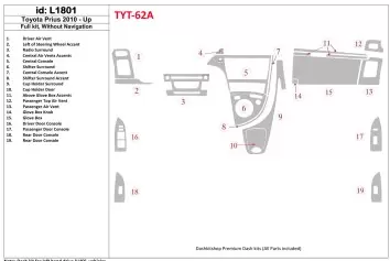 Toyota Prius 2010-UP Full Set, Without NAVI Interior BD Dash Trim Kit