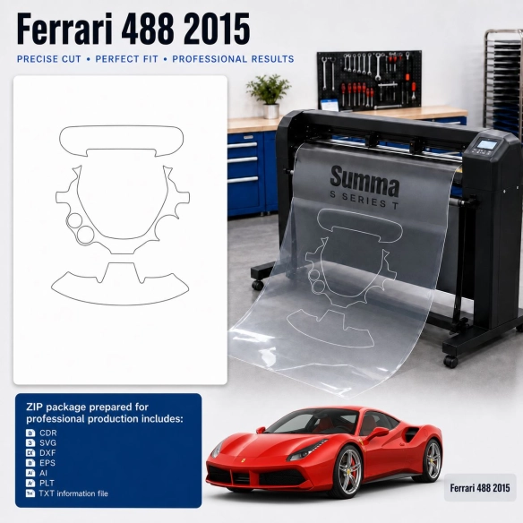Ferrari 488 2015 Innenraum PPF- & Folien-Schneidevorlage