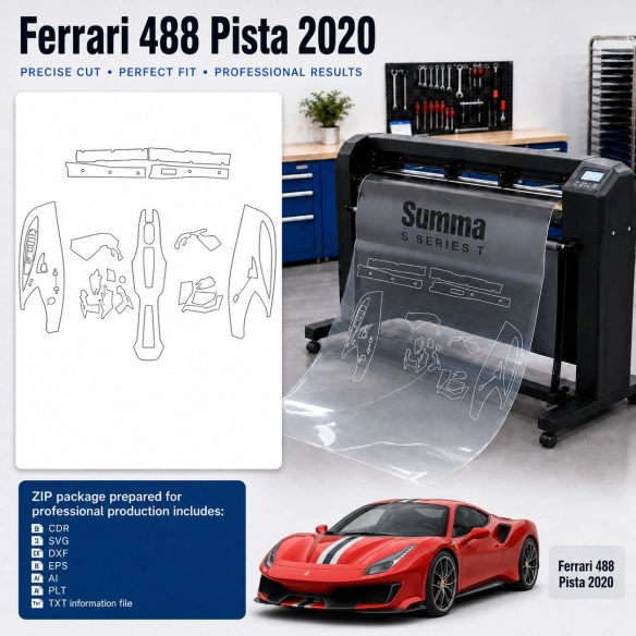 Ferrari 488 Pista 2020 Interior PPF & Wrap Cutting Template