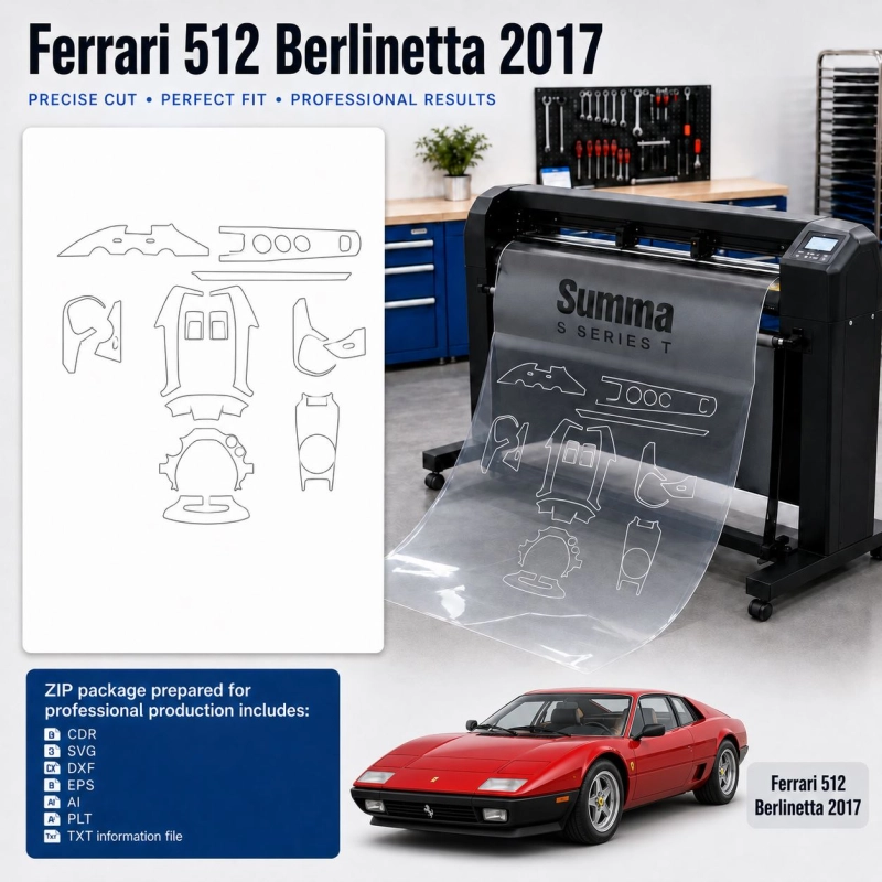 Ferrari 512 Berlinetta 2017 interieur PPF- en wrap-sjabloon