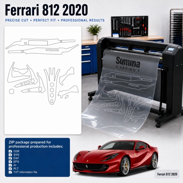 Gabarit de découpe intérieur Ferrari 812 2020 pour PPF et covering