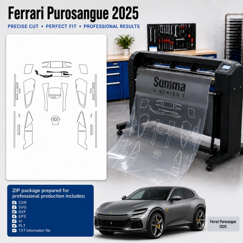 Gabarit de découpe intérieur Ferrari Purosangue 2025 pour PPF et covering