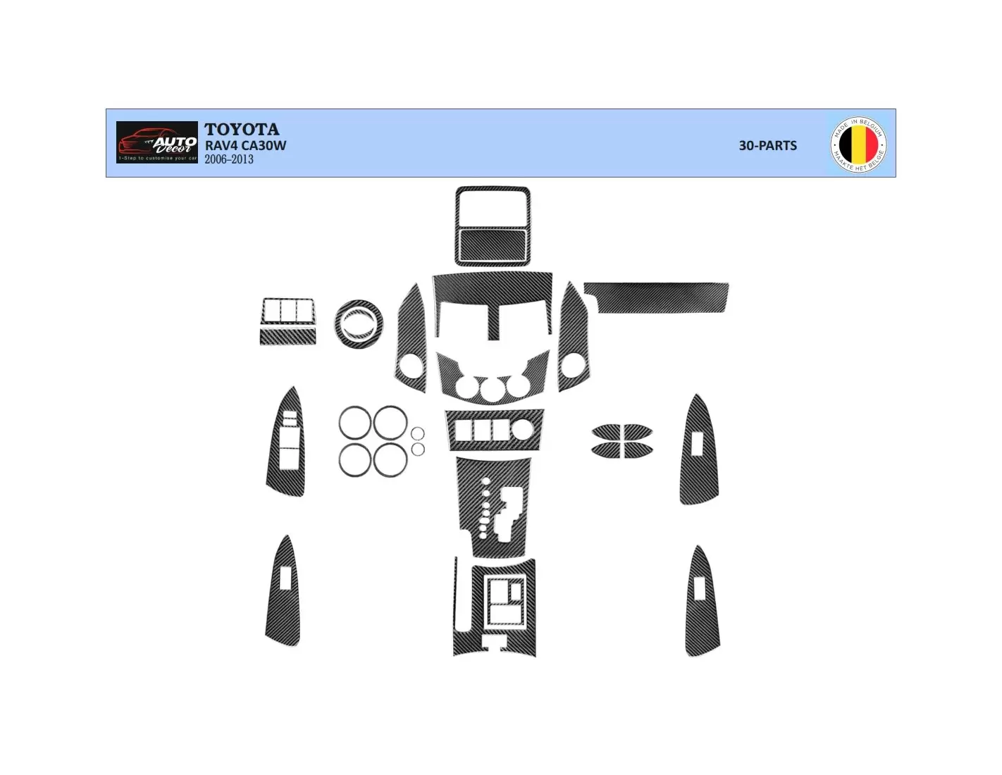 Toyota Rav 4 XA30 2006–2012 3D Interior Dashboard Trim Kit Dash Trim Dekor 61-Parts