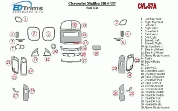Chevrolet Malibu 2014-2016 Full Set Decor de carlinga su interior