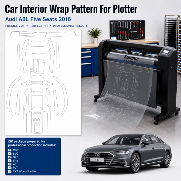 Gabarit de découpe intérieur Audi A8l Five Seats 2016 pour PPF et covering