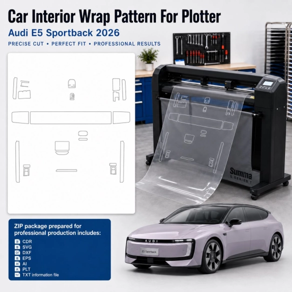 Audi E5 Sportback 2026 Interior PPF & Wrap Cutting Template