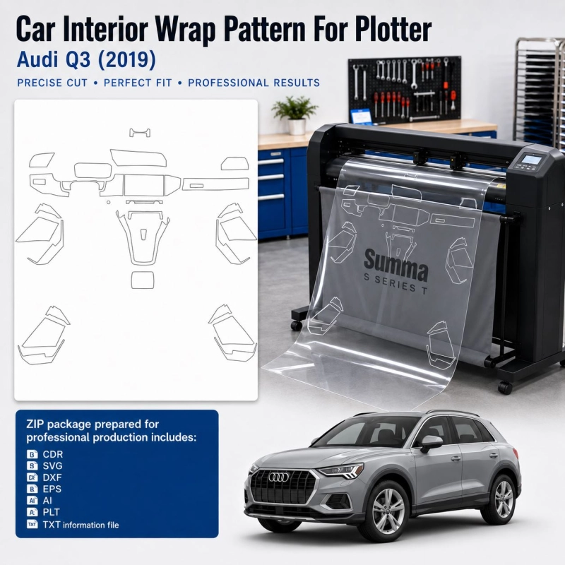 Gabarit de découpe intérieur Audi Q3 2019 2023 pour PPF et covering