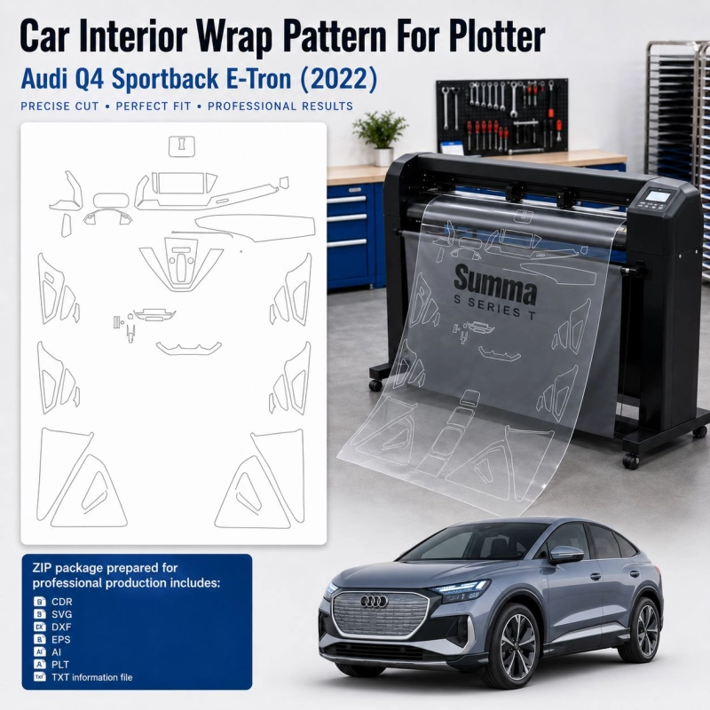 Audi Q4 Sportback E Tron 2022 interieur PPF- en wrap-sjabloon