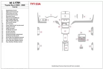 Toyota RAV-4 2003-2005 Ensemble Complet BD Kit la décoration du tableau de bord - 1 - habillage decor de tableau de bord
