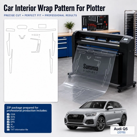 Audi Q5 2019 interieur PPF- en wrap-sjabloon