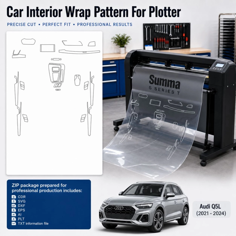 Audi Q5l 2021 2024 interieur PPF- en wrap-sjabloon