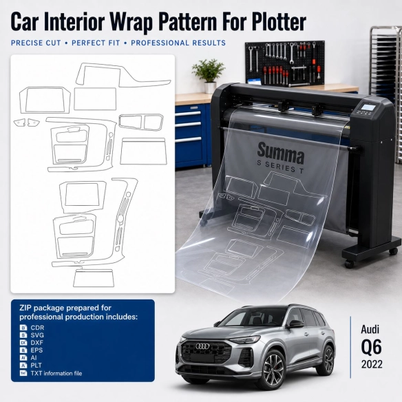 Audi Q6 2022 interieur PPF- en wrap-sjabloon