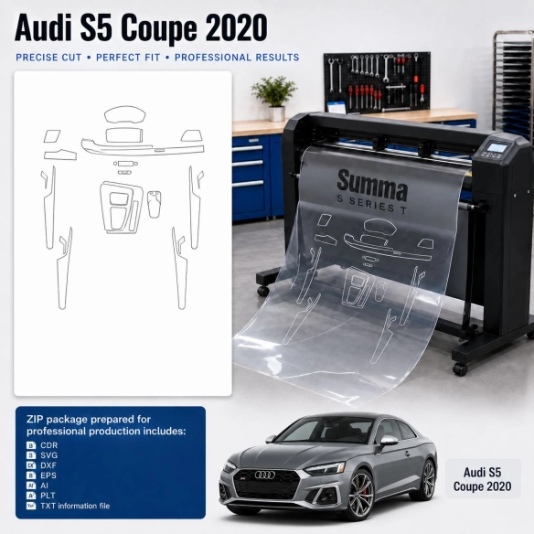 Audi S5 Coupe 2020 Innenraum PPF- & Folien-Schneidevorlage