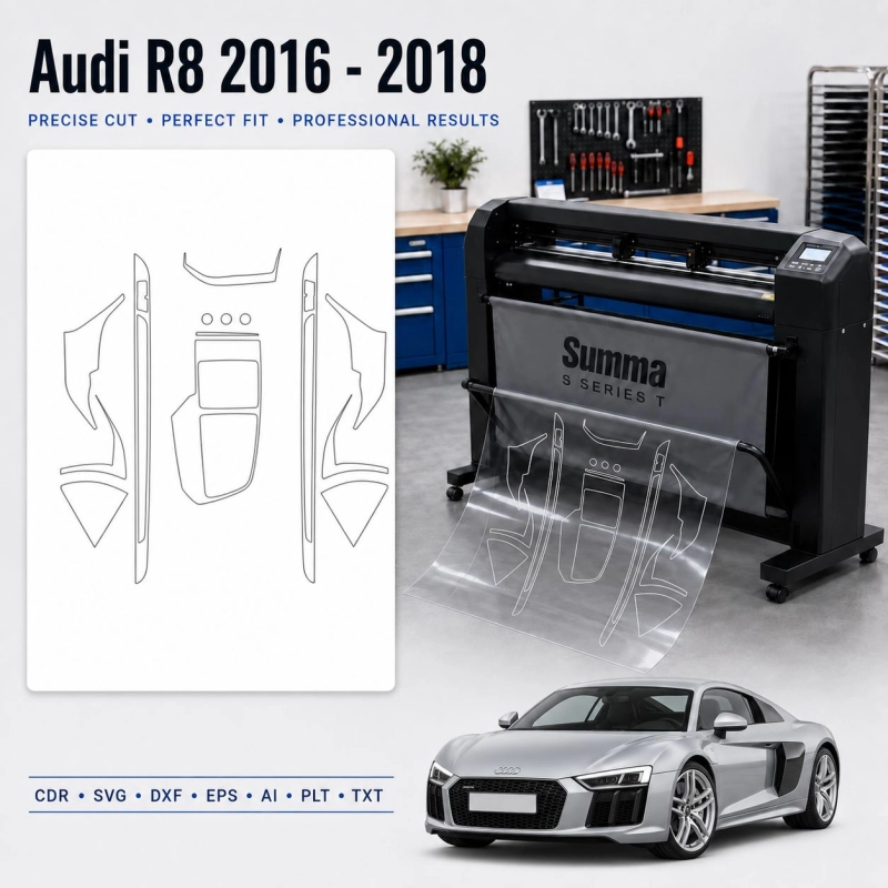 Audi R8 2016 2018 Innenraum PPF- & Folien-Schneidevorlage