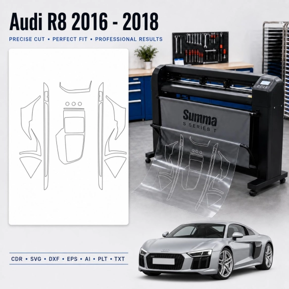 Audi R8 2016 2018 interieur PPF- en wrap-sjabloon