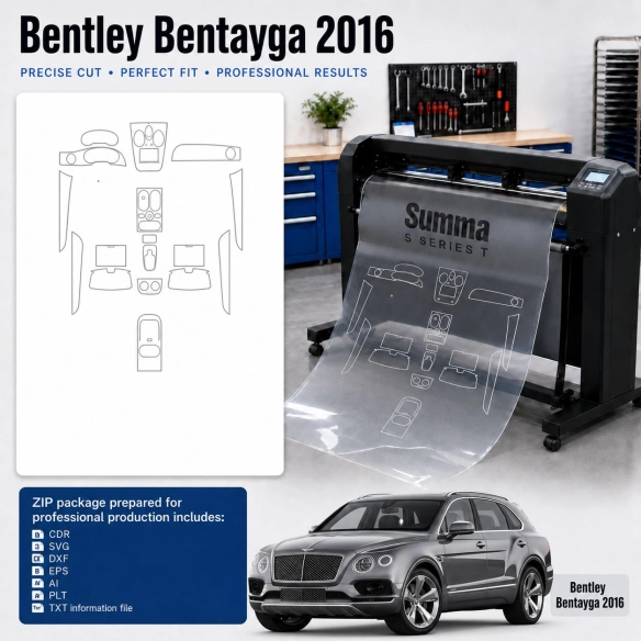 Bentley Bentayga 2016 Interior PPF & Wrap Cutting Template