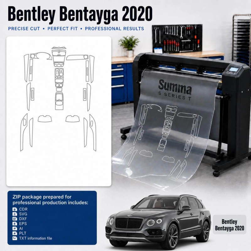 Bentley Bentayga 2020 Interior PPF & Wrap Cutting Template