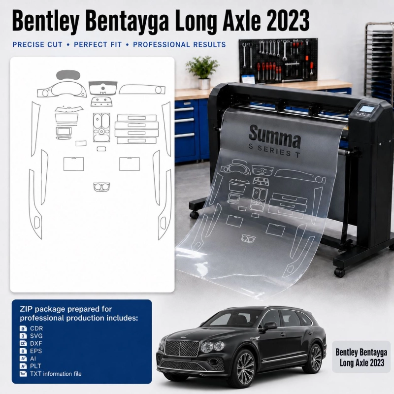Plantilla de corte interior Bentley Bentayga Long Axle 2023 para PPF y vinilo