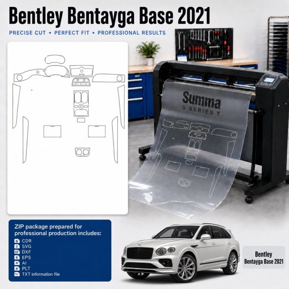 Bentley Benteyga Base 2021 interieur PPF- en wrap-sjabloon