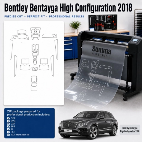 Gabarit de découpe intérieur Bentley Benteyga High Configration 2018 pour PPF et covering