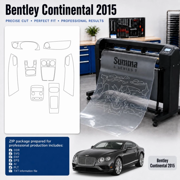 Bentley Continental 2015 interieur PPF- en wrap-sjabloon