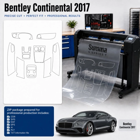 Bentley Continental 2017 interieur PPF- en wrap-sjabloon