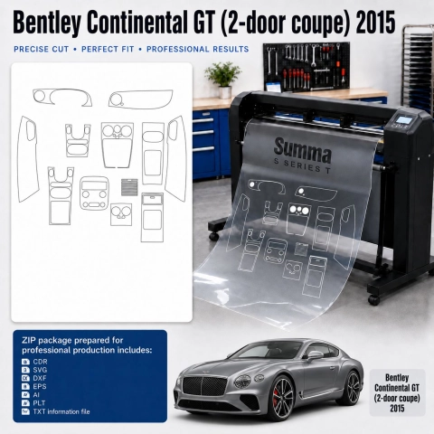 Bentley Continental GT 2 Door Coupe 2015 Interior PPF & Wrap Cutting Template