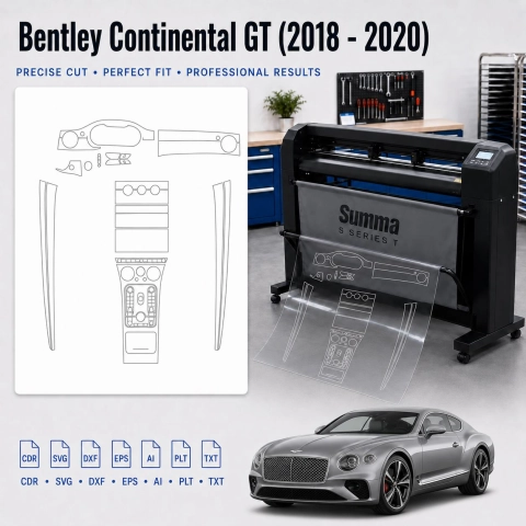 Bentley Continental GT 2018 2020 Innenraum PPF- & Folien-Schneidevorlage