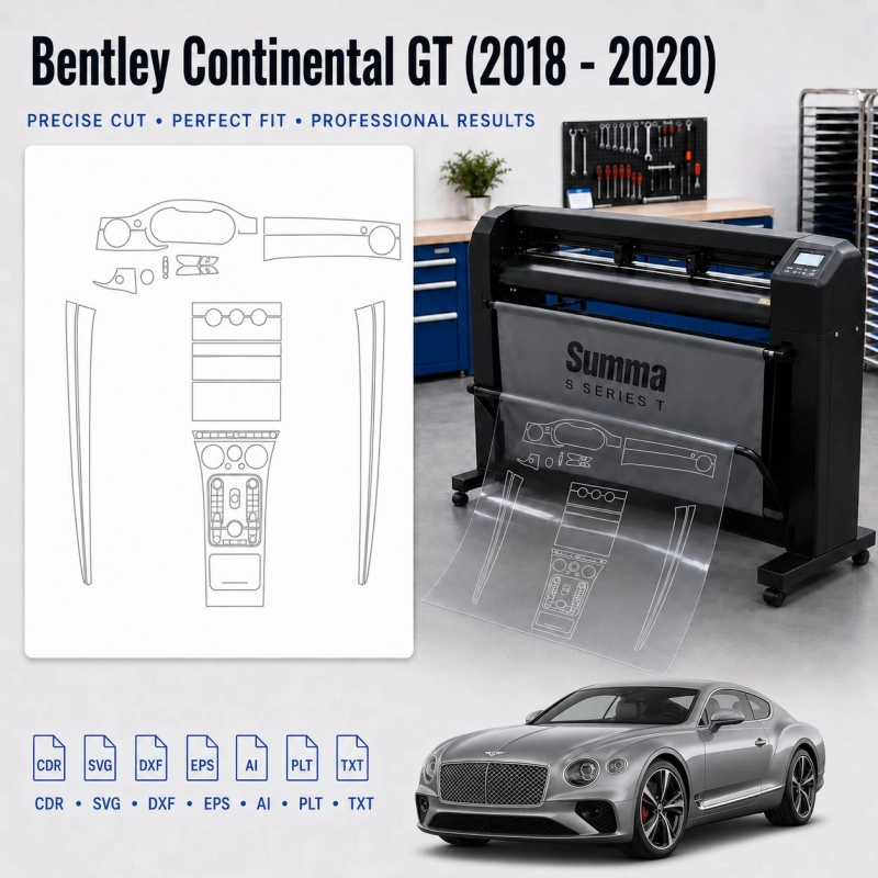 Bentley Continental GT 2018 2020 interieur PPF- en wrap-sjabloon