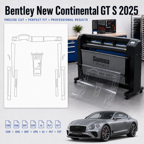 Gabarit de découpe intérieur Bentley New Continental GT S 2025 pour PPF et covering