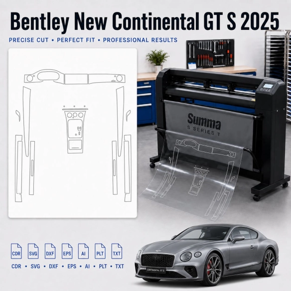 Bentley New Continental GT S 2025 interieur PPF- en wrap-sjabloon