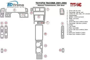 Toyota Tacoma 2000-2004 Manual Gear Box, 2&4 Doors BD Interieur Dashboard Bekleding Volhouder