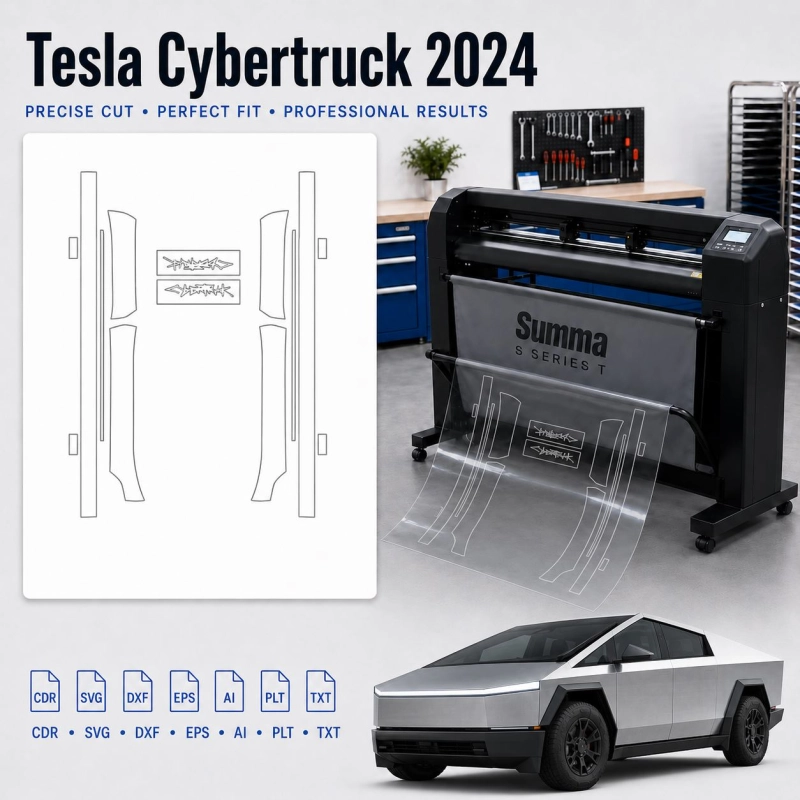 Plantilla de corte interior Tesla Cybertruck 2024 para PPF y vinilo