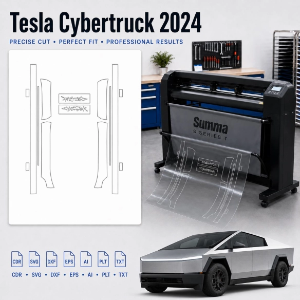 Plantilla de corte interior Tesla Cybertruck 2024 para PPF y vinilo