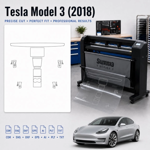 Tesla Model 3 2018 interieur PPF- en wrap-sjabloon