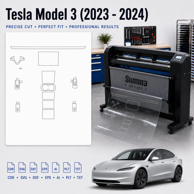 Tesla Model 3 2023 Interior PPF & Wrap Cutting Template