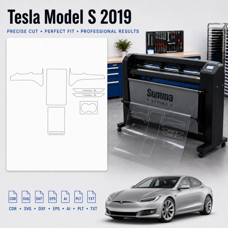 Plantilla de corte interior Tesla Model S 2021 Plaid para PPF y vinilo